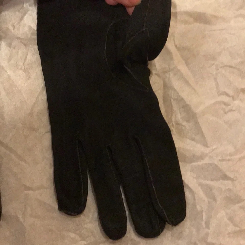 RARE Vintage City Paris San Fran black kidskin leather 3/4 length opera gloves